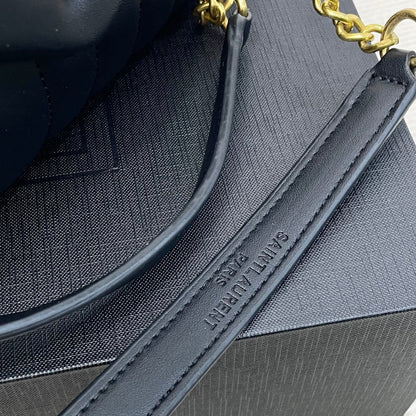 Saint Laurent Loulou Medium Chain Bag In Matelassé Y  Black Gold 26Cm