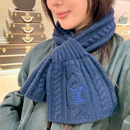 Louis Vuitton Only LV Mini Cable Scarf Navy Blue 150Cm M96755