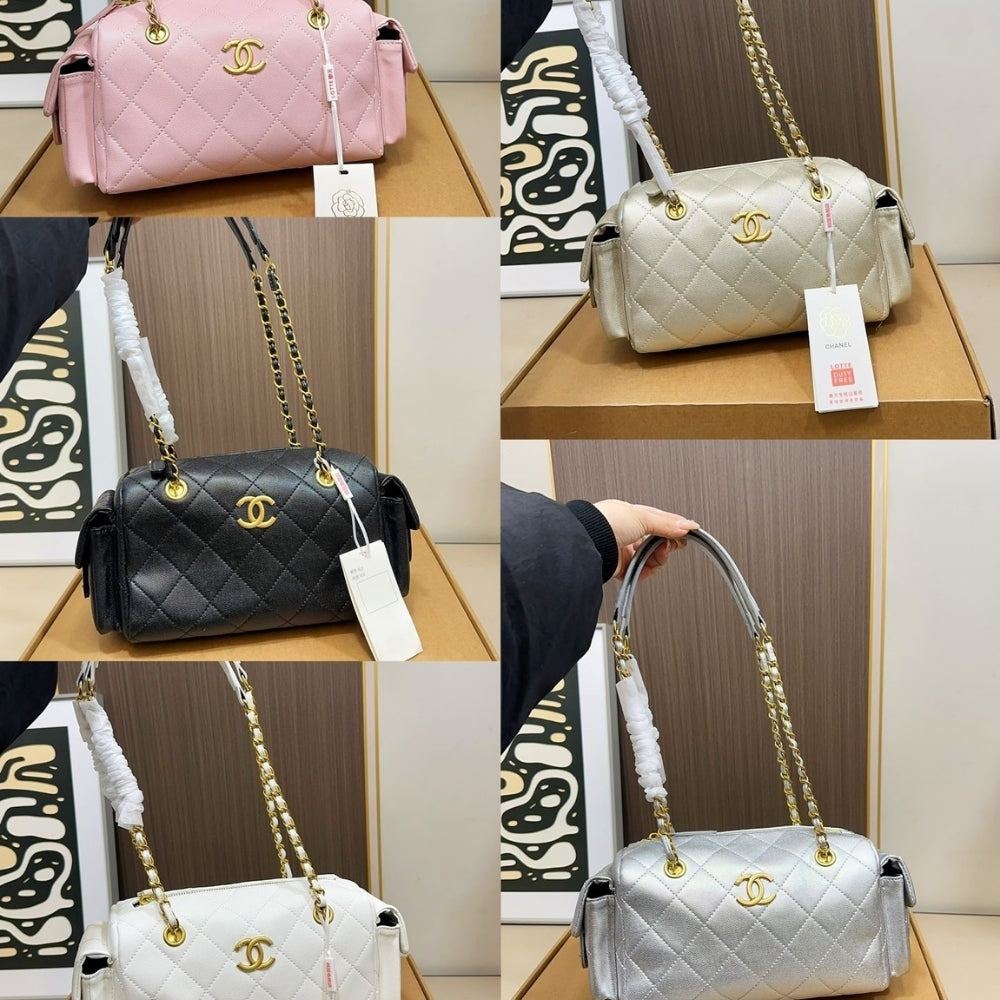 Chanel Small Bowling Bag Light Beige 25Cm