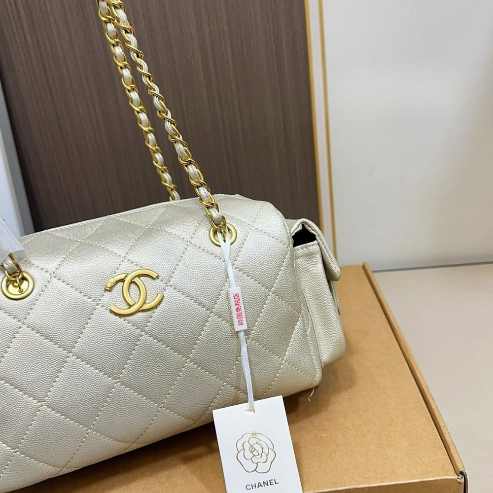 Chanel Small Bowling Bag Light Beige 25Cm