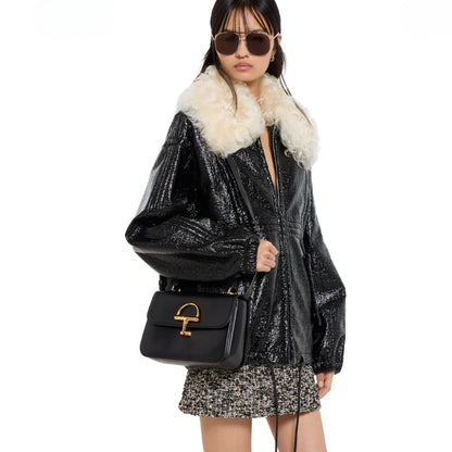 Gucci Siena Medium Top Handle Bag Black Leather 25Cm
