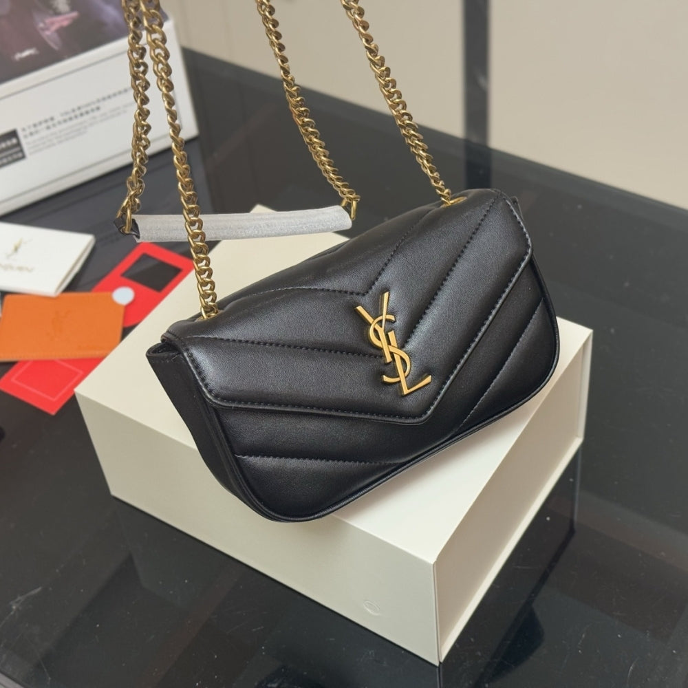 Saint Laurent Loulou Mini In Matelassé Black 20Cm