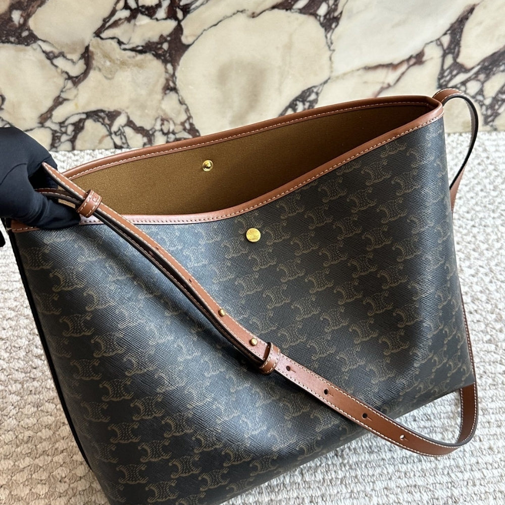 Celine Soft Shopper Bag In Triomphe Canvas 33Cm