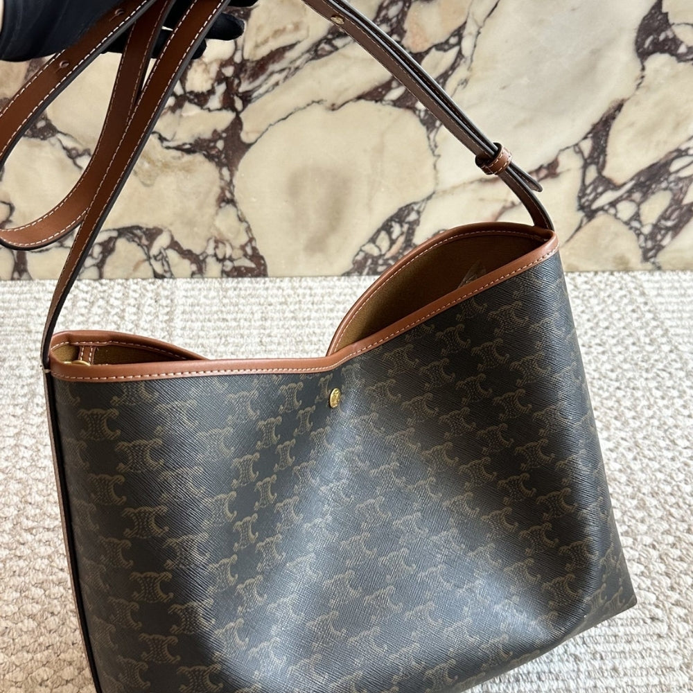 Celine Soft Shopper Bag In Triomphe Canvas 33Cm