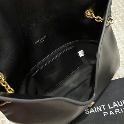 Saint Laurent Cassandre XXL Pouch On Chain In Shiny Black 35Cm