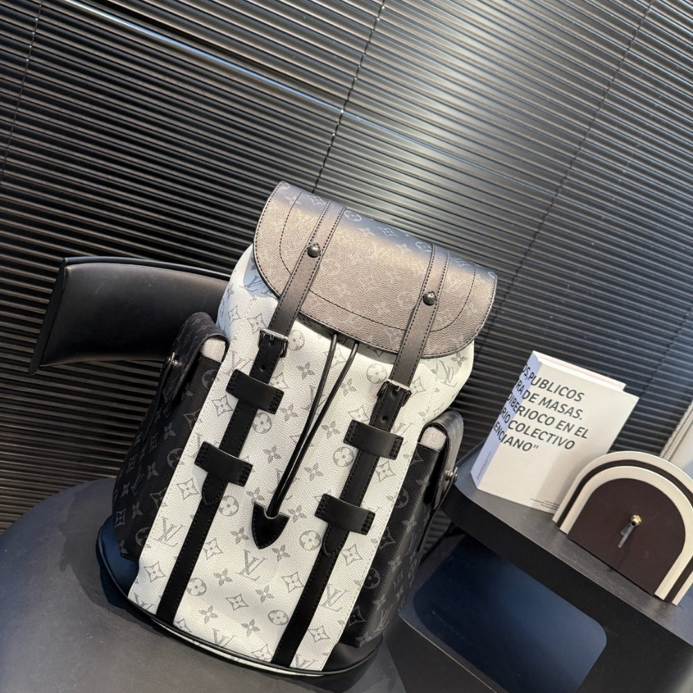 Louis Vuitton Christopher PM Backpack Monogram Eclipse Black White 42Cm