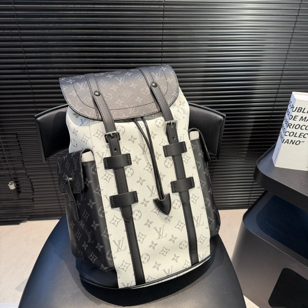 Louis Vuitton Christopher PM Backpack Monogram Eclipse Black White 42Cm