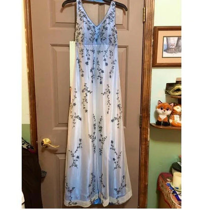 Vintage Ombre Halter Neck Floral Embroidery Chiffon Evening Gown TP5696