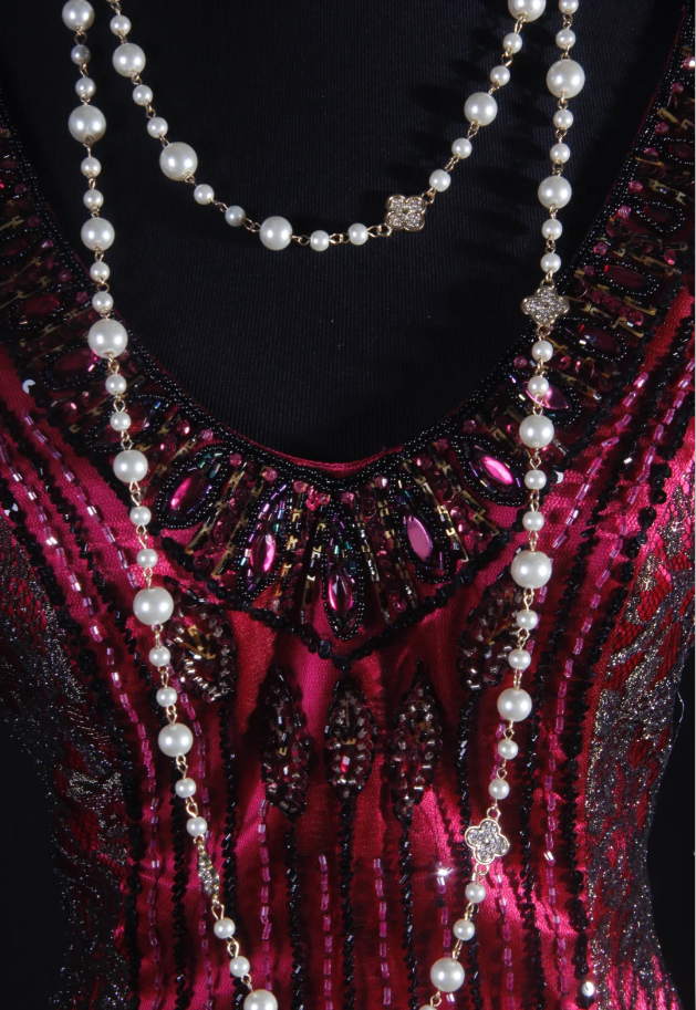 Charming V Neck Hot Pink Satin Beaded Mermaid Long Party Dress Birthday Evening Gown