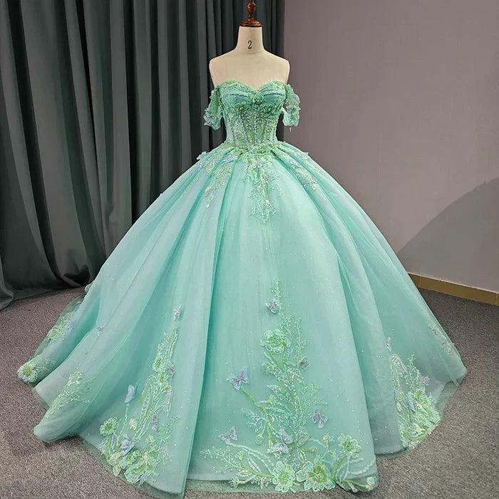 Adult Gift Dress Exquisite Princess Ball Dress Cover Sleeves Adult Gift Dress with 3D Stickers