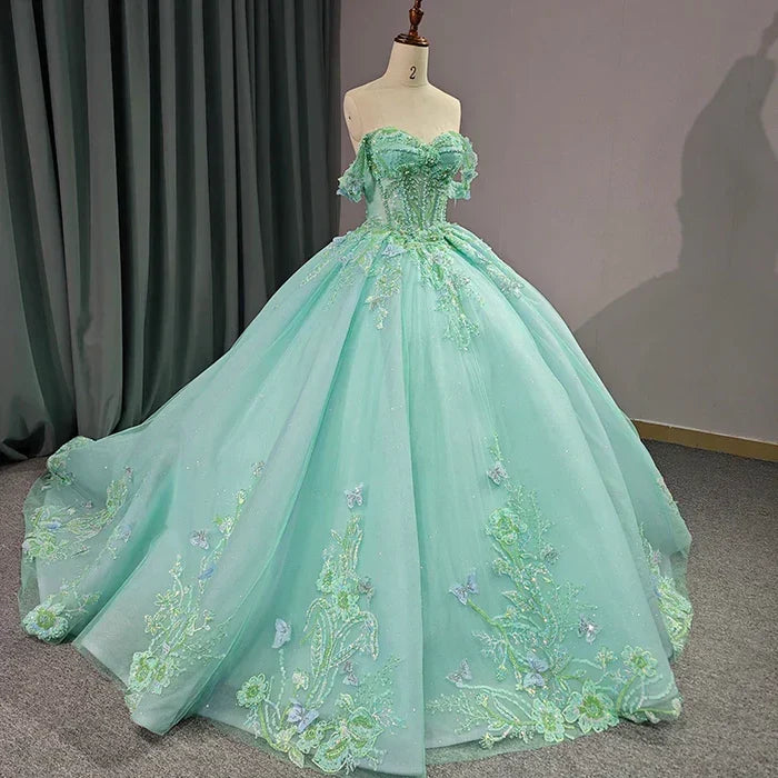 Adult Gift Dress Exquisite Princess Ball Dress Cover Sleeves Adult Gift Dress with 3D Stickers