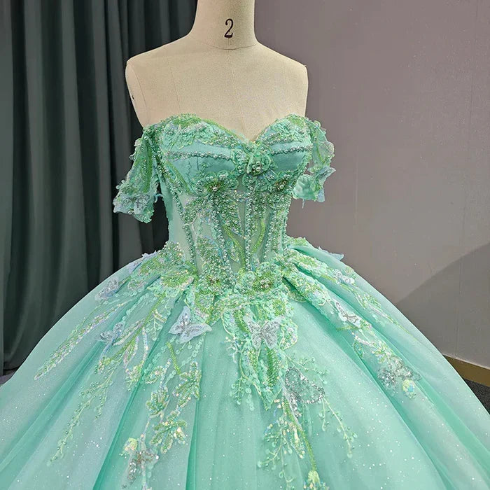 Adult Gift Dress Exquisite Princess Ball Dress Cover Sleeves Adult Gift Dress with 3D Stickers