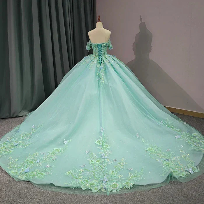 Adult Gift Dress Exquisite Princess Ball Dress Cover Sleeves Adult Gift Dress with 3D Stickers