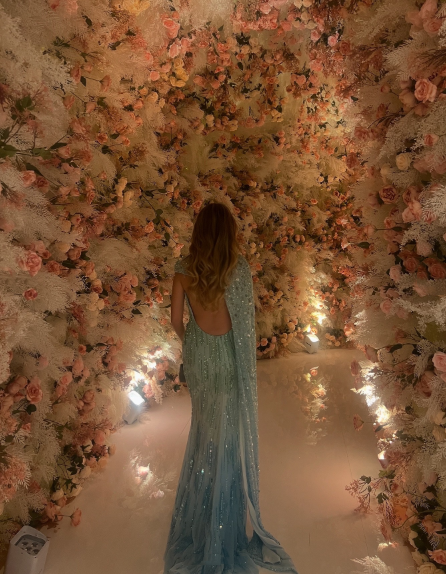 Pretty Ombre Blue Chiffon Sequin Beaded Mermaid Long Party DressBackless Evening Gown
