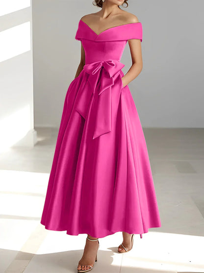 A-line/Princess Off Shoulder Pocket Mother of the bride dresses