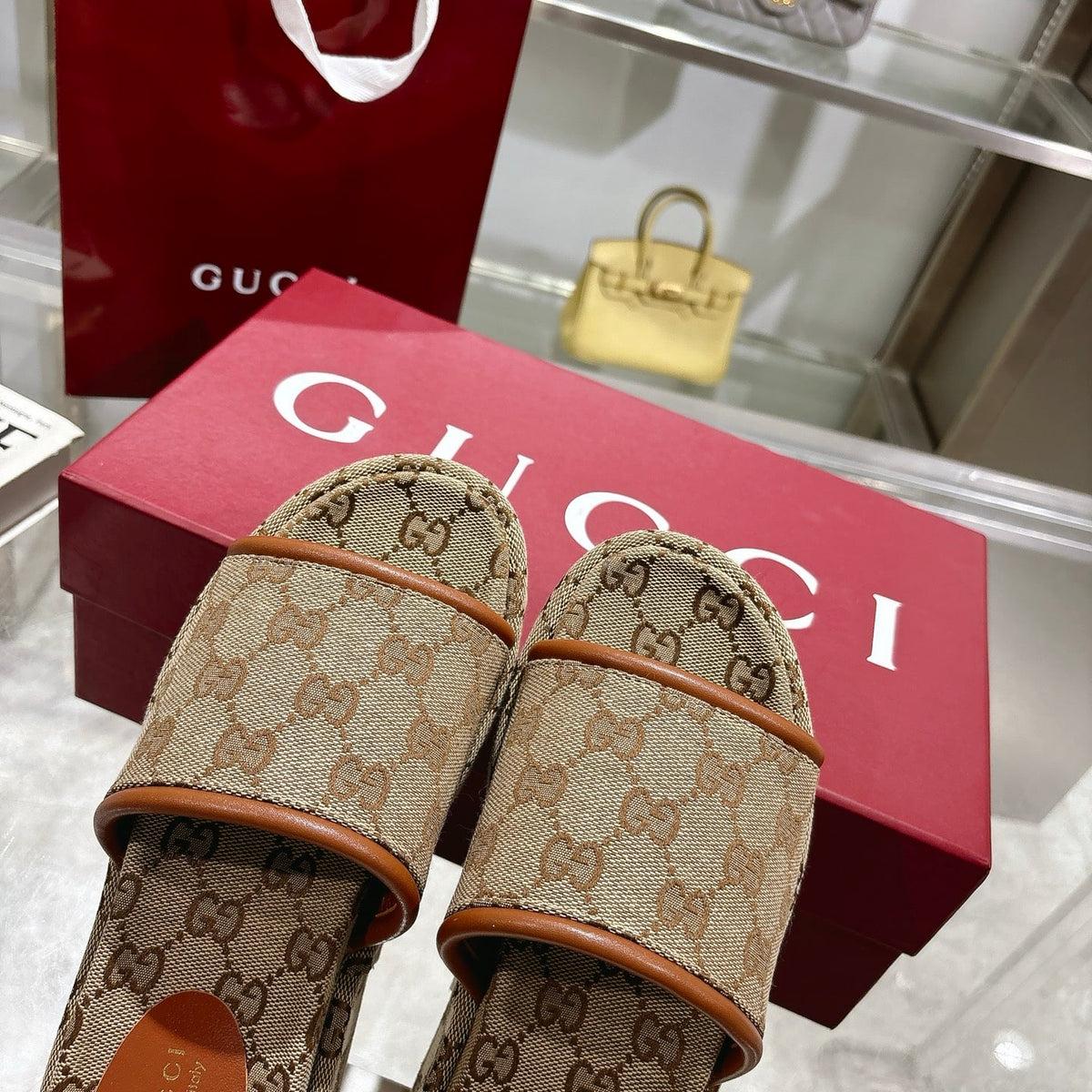 GUCCI WOMEN’S GG PLATFORM SANDAL BEIGE 816797 FAD9C 9745