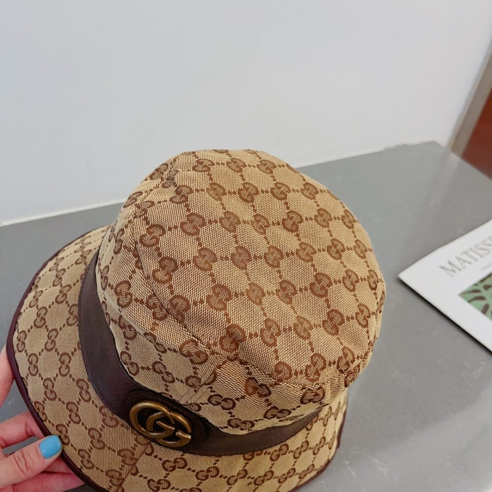 Gucci Canvas Bucket Hat With Double G Brown 576587 4HG62 2564