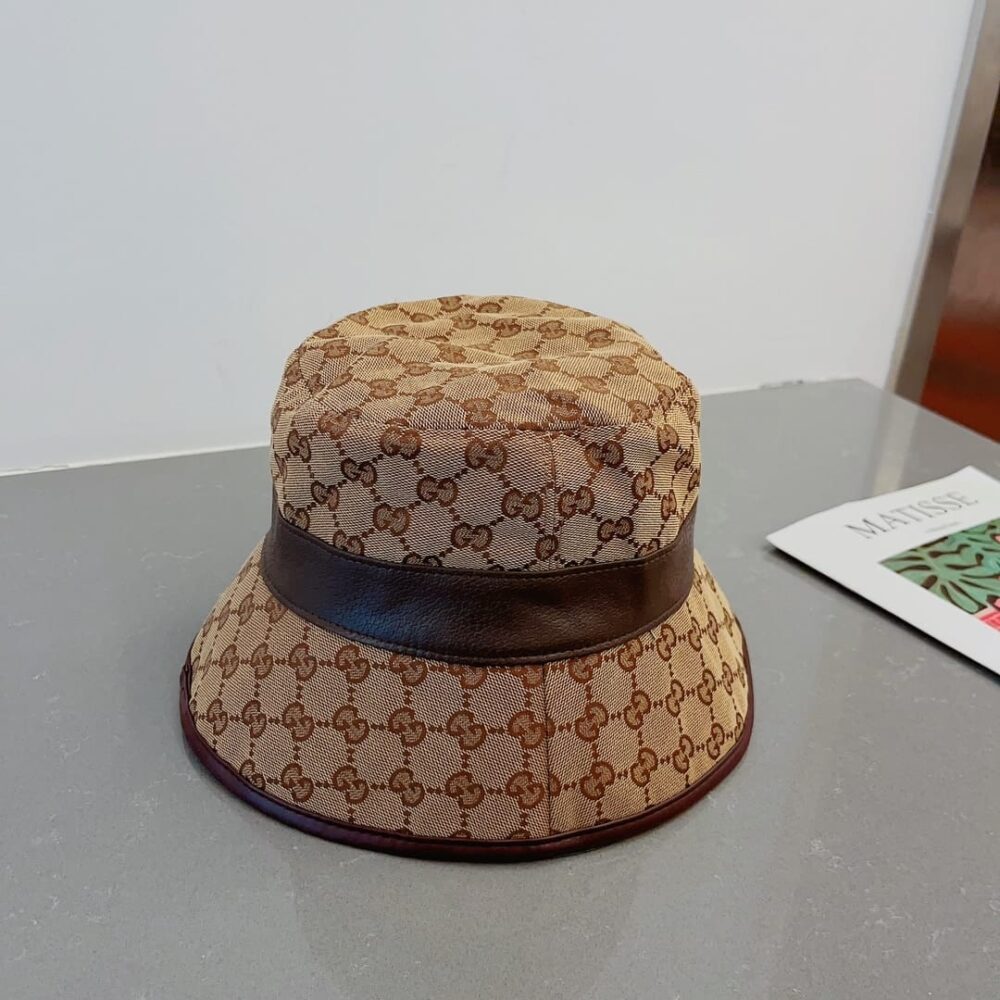 Gucci Canvas Bucket Hat With Double G Brown 576587 4HG62 2564