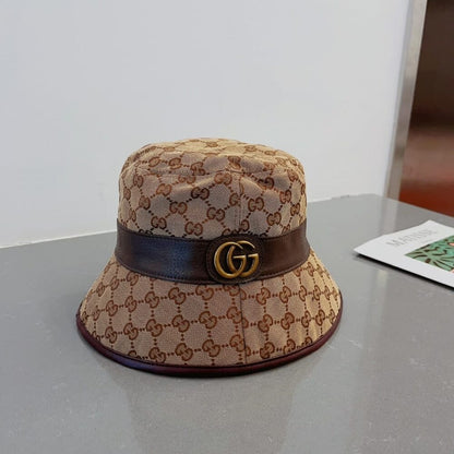 Gucci Canvas Bucket Hat With Double G Brown 576587 4HG62 2564