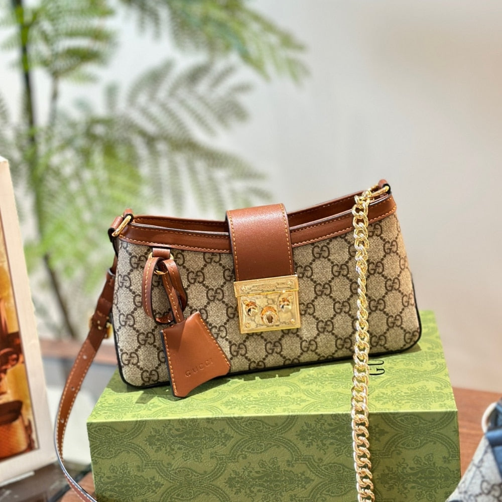 Gucci Padlock Small Shoulder Bag Brown 25Cm 811705 KHNKG 8534