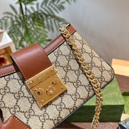 Gucci Padlock Small Shoulder Bag Brown 25Cm 811705 KHNKG 8534