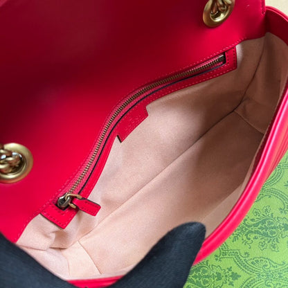 Gucci GG Marmont Medium Shoulder Bag Red 26Cm 443496 AABZC 6832