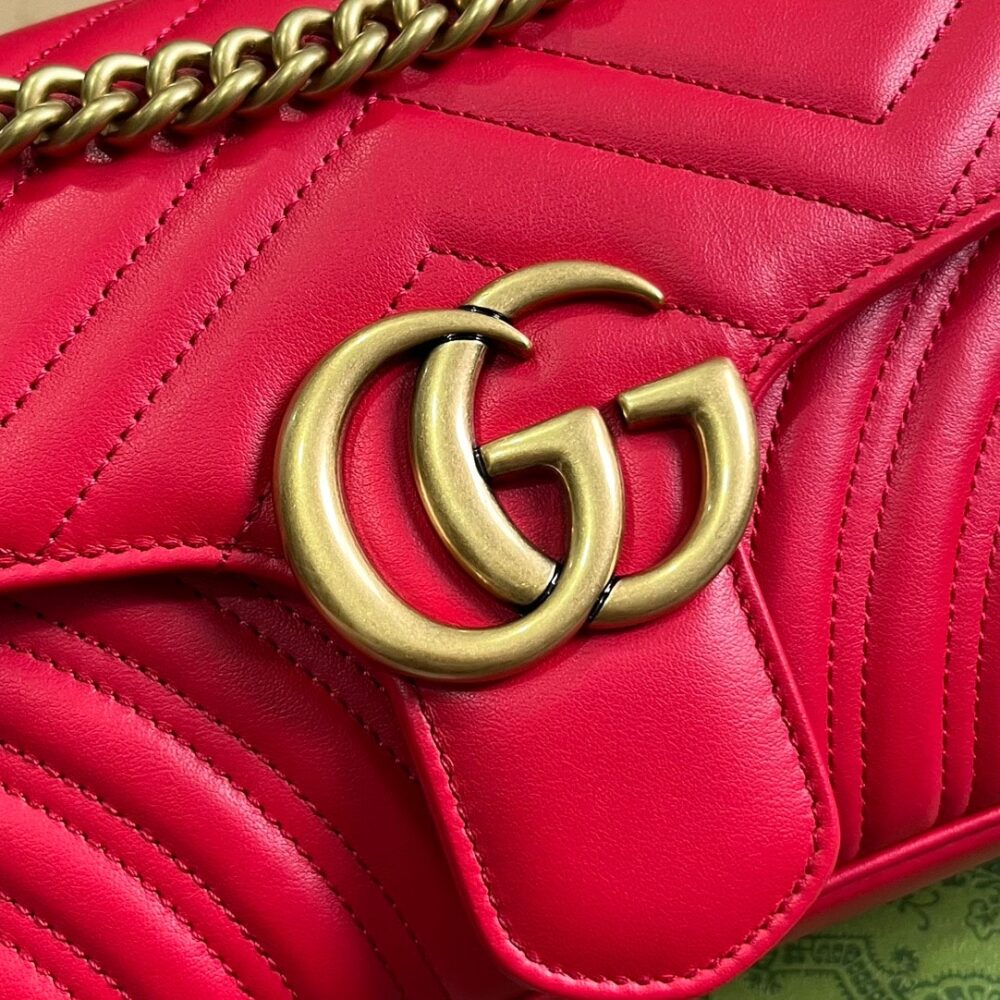 Gucci GG Marmont Medium Shoulder Bag Red 26Cm 443496 AABZC 6832