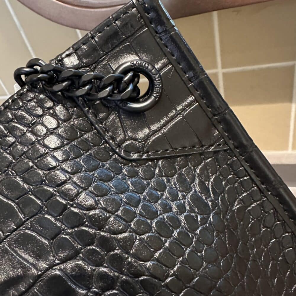 Saint Laurent Niki Shopping Bag In Embossed Leather Black 33Cm