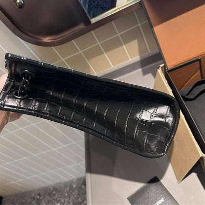 Saint Laurent Niki Shopping Bag In Embossed Leather Black 33Cm