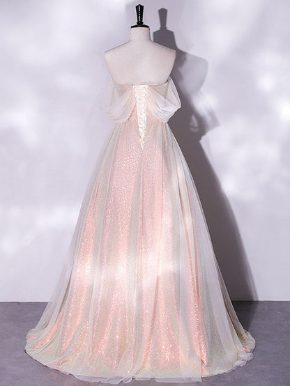 New Shiny  A Line Off The Shoulder Lace Long Prom Dresses ,Off The Shoulder Lace Long  Formal Evening Dresses GG083