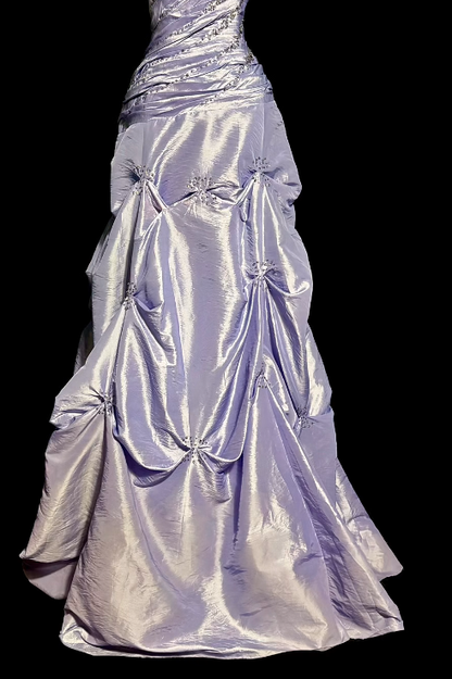 Obsessed A Line One Shoulder Lilac Satin Long Prom Dress,Wedding Dress,Evening Dress GG1171