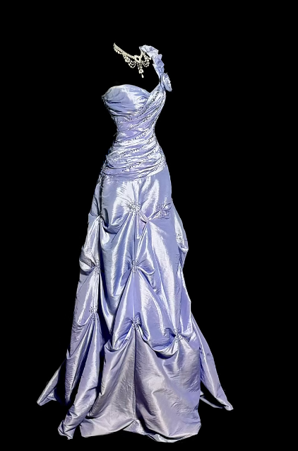 Obsessed A Line One Shoulder Lilac Satin Long Prom Dress,Wedding Dress,Evening Dress GG1171