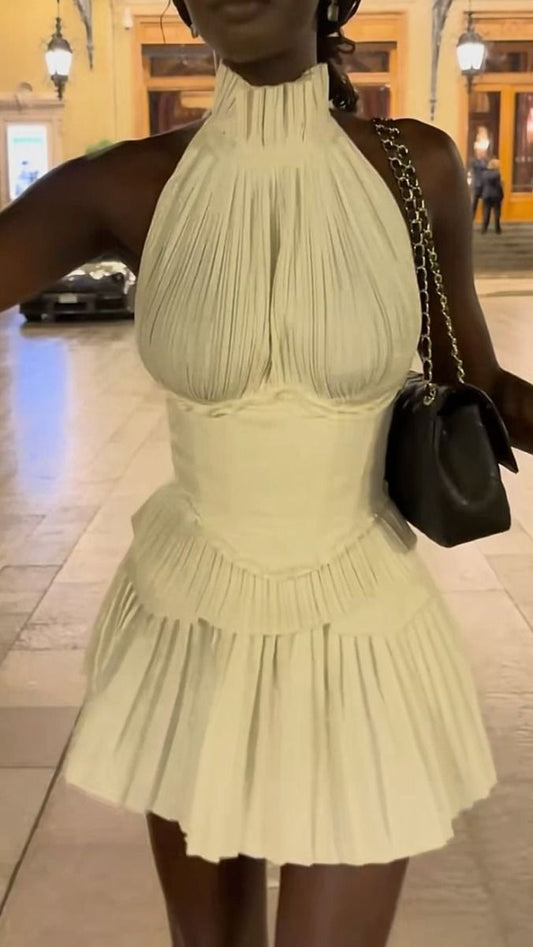 Chic A Line High Collar Chiffon Corset Short Prom Dress,Homecoming Dress,Evening Dress GG1230