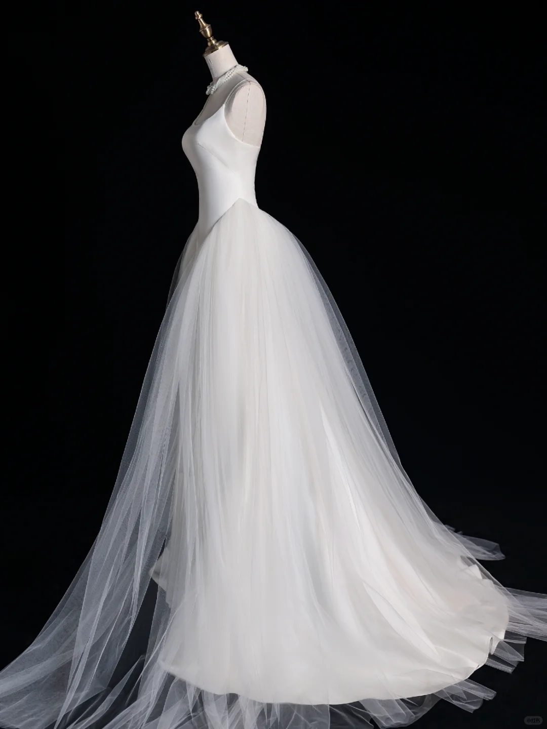 Classy A Line Spaghetti Straps White Satin Tulle Long Prom Dress, Party Dress, Evening Dress GG2892