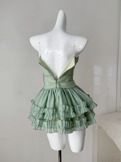 Chic A Line Spaghetti Straps Chiffon Short Prom Dress,Homecoming Dress,Birthday Dress GG3354