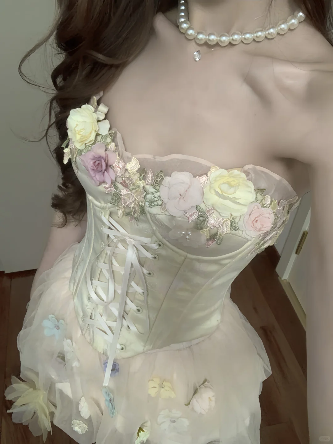 Pretty A Line Strapless Satin Tulle Applique Short Prom Dress,Homecoming Dress,Birthday Dress GG3370