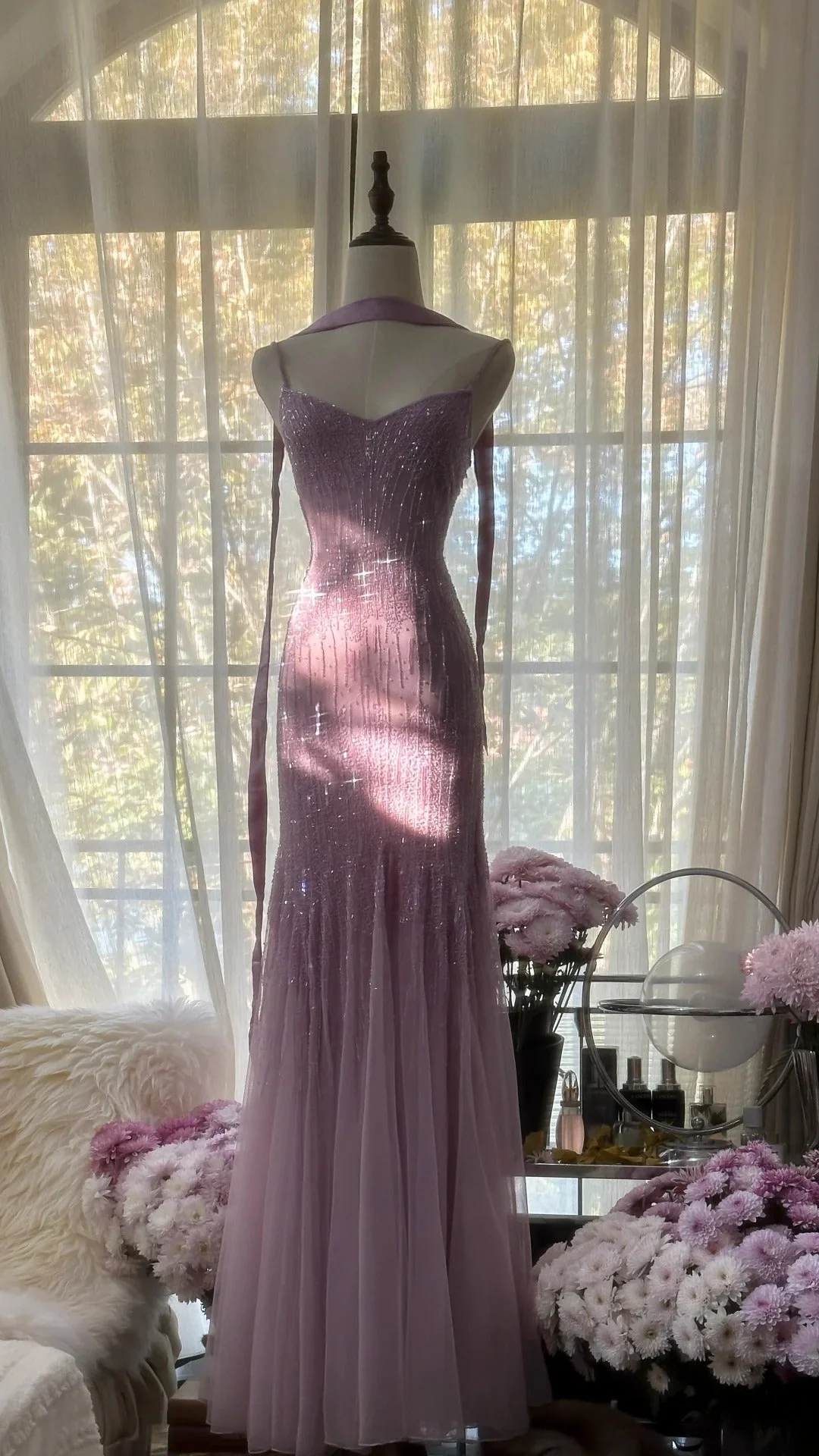 Unique Mermaid Spaghetti Straps Chiffon Beaded Long Prom Dress,Party Dress,Evening Dress GG3404
