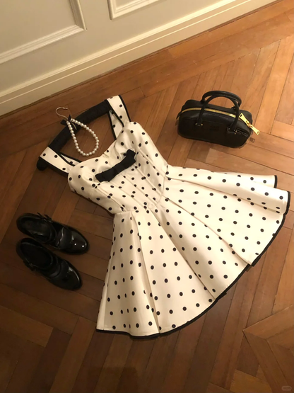 Sweet 16th A Line Square Satin Polka Dots Short Homecoming Dress,Summer Birthday Dress GG3703