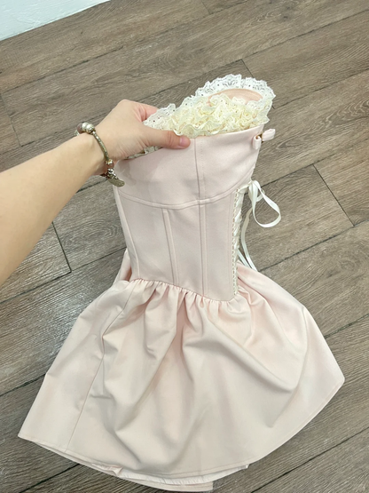 Pretty A Line Strapless Satin Short Homecoming Dress,Summer 19th Birthday Dress GG4221