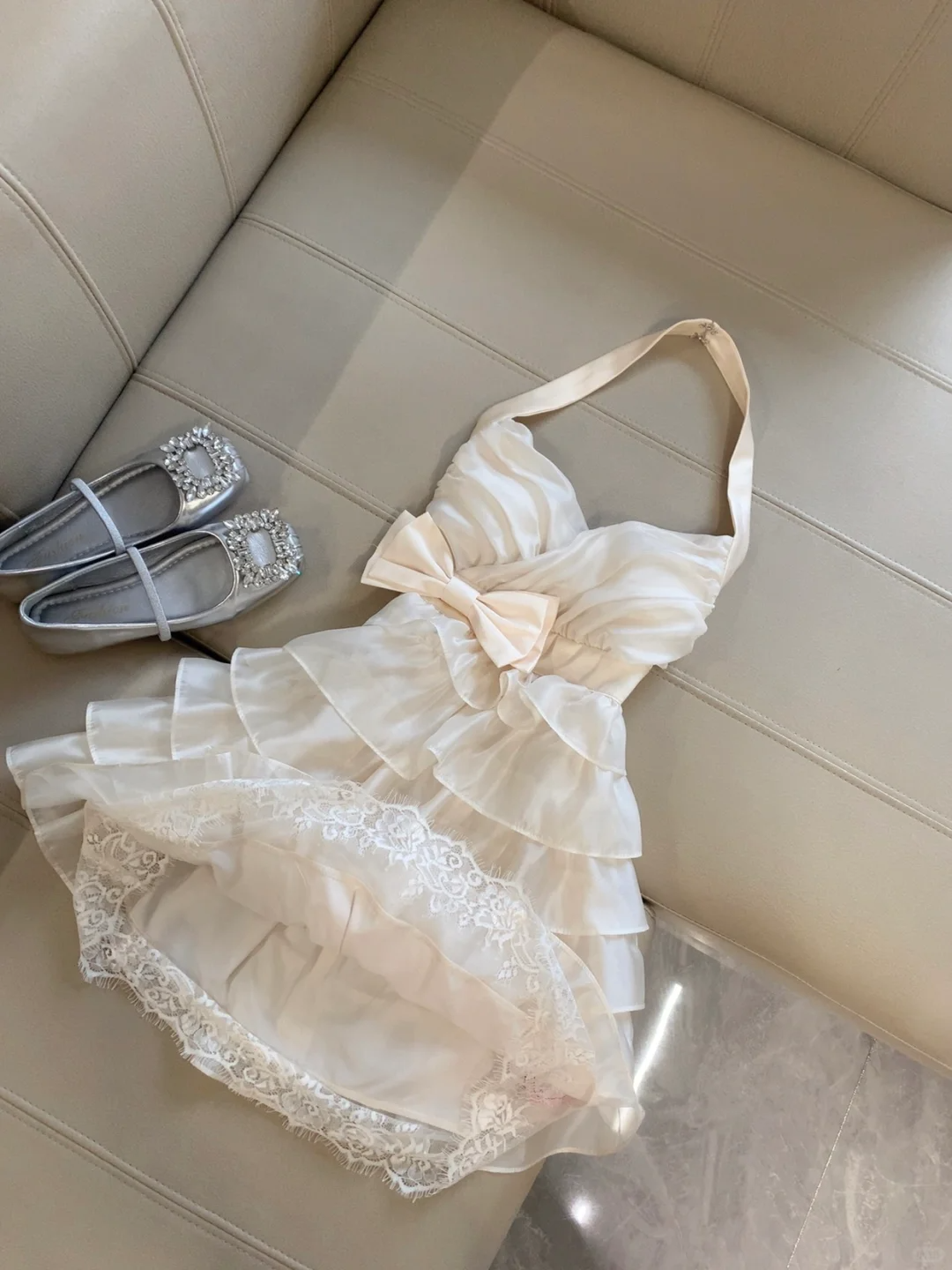Modest A Line Halter Satin Lace Tiered Short Homecoming Dress,Summer 20th Birthday Dress GG4435
