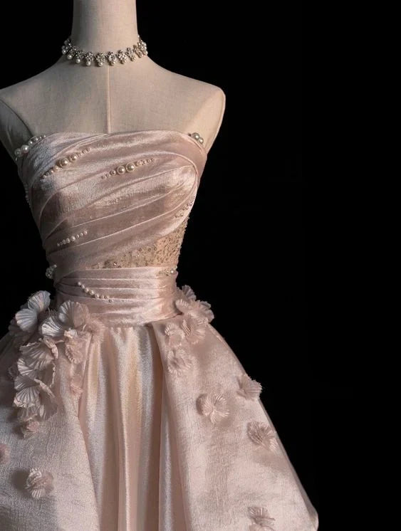 Pink Gorgeous Exquisite A-line Off-shoulder Beaded Long Tulle Ball Gown Wedding Dress Evening Gown gh3497