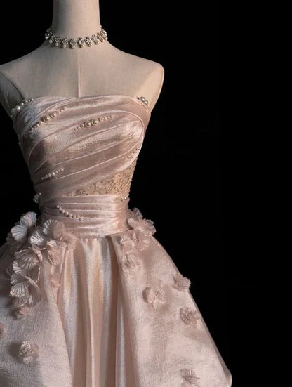 Pink Gorgeous Exquisite A-line Off-shoulder Beaded Long Tulle Ball Gown Wedding Dress Evening Gown gh3497