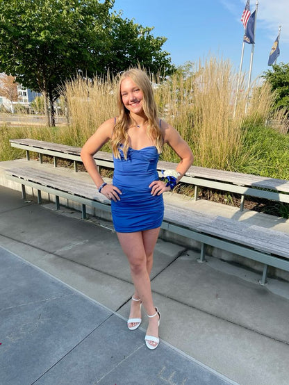 Tight Mermaid Spaghetti Straps Satin Short Homecoming Dress,Vacation Dress,Summer 20th Birthday Dress GG4774