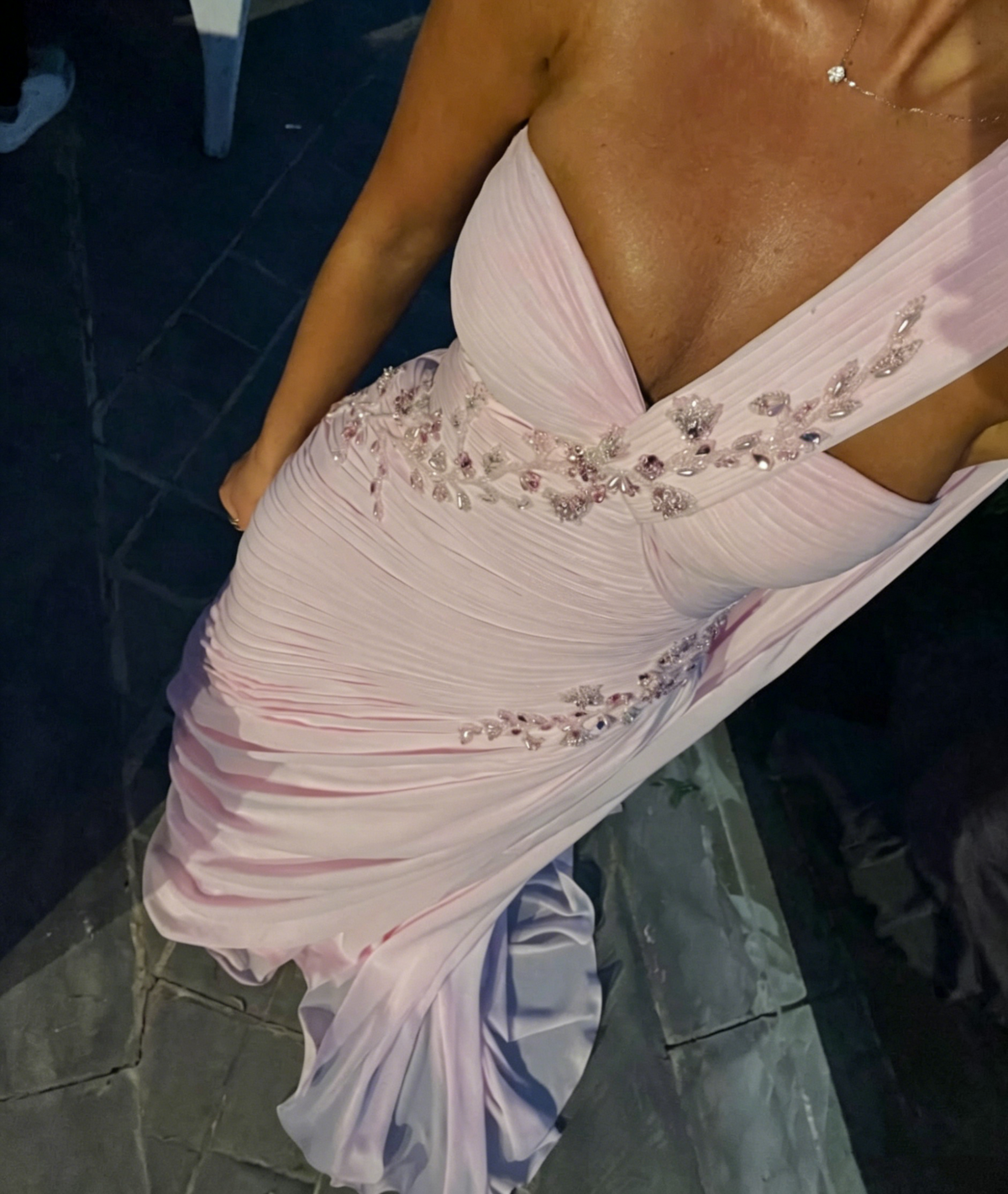 Aesthetic Mermaid One Shoulder Light Pink Chiffon Beads Long Prom Dress,Party Dress,Formal Evening Dress GG4904