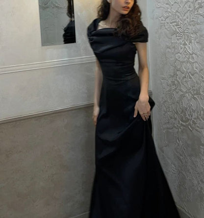 Modest Mermaid Satin Sleeveless Long Prom Dress,Evening Dress GG5368