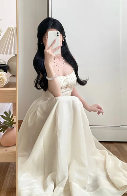 Simple A Line Spaghetti Straps Chiffon Without Sleeves Long Prom Dress,Evening Dress GG5589
