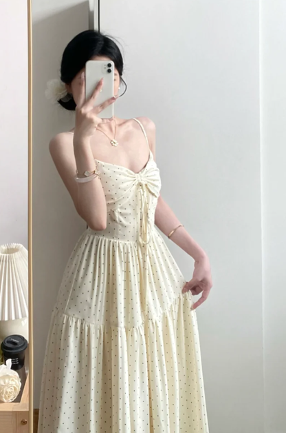 Pretty Cute A Line Spaghetti Straps Satin Polka Dots Without Sleeves Long Prom Dress,Evening Dress GG5590