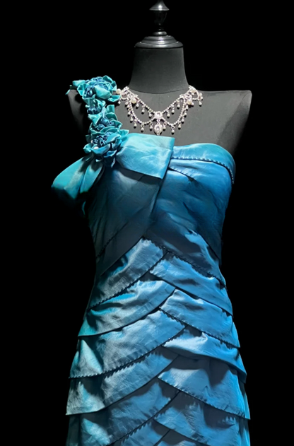 Chic Mermaid One Shoulder Tiered Satin Without Sleeves Long Prom Dress,Evening Dress GG5610