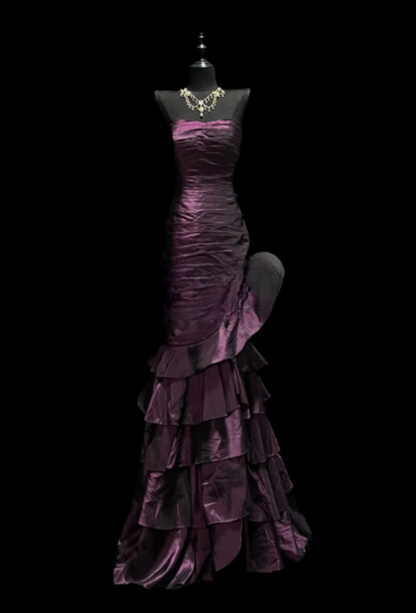 Retro Mermaid Strapless Satin Without Sleeves Long Prom Dress,Evening Dress GG5611