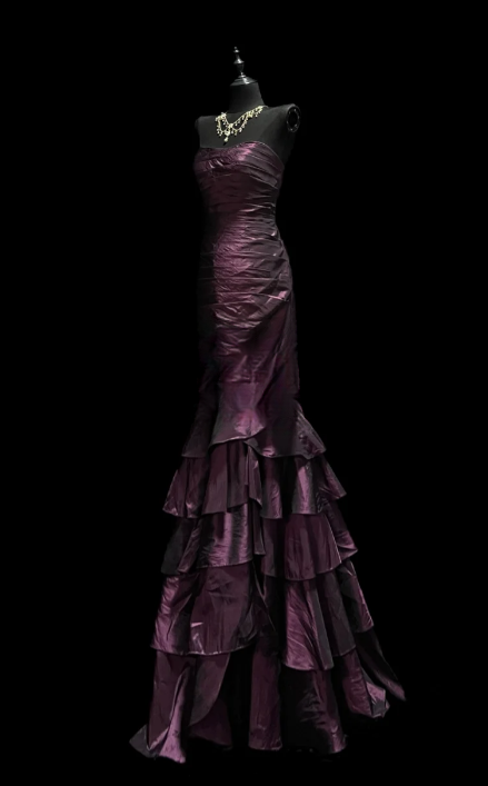Retro Mermaid Strapless Satin Without Sleeves Long Prom Dress,Evening Dress GG5611